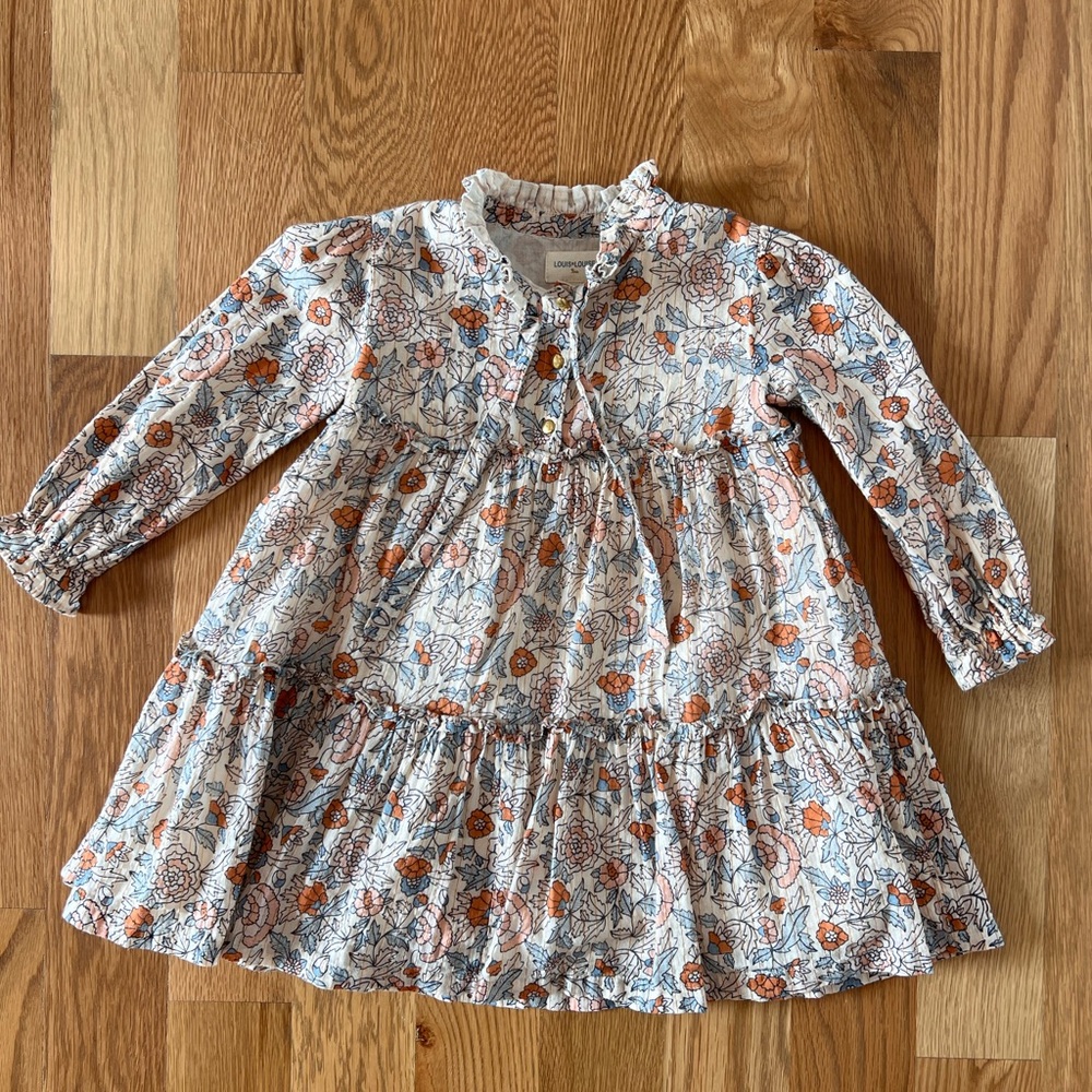 Floral Dress with Rose Gold Stripes and Gold Snaps